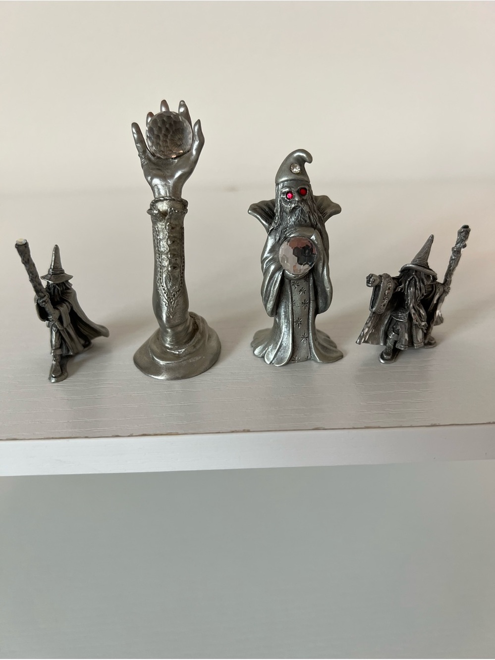 Vintage Spoontiques & Ray Lamb Perth Pewter Wizards mini collectibles. 4 total.